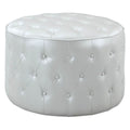 Jimmy Ottoman Button Tufted PU Leather Upholstered Round Pouf by DailySale