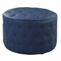 Jimmy Ottoman Button Tufted PU Leather Upholstered Round Pouf by DailySale