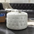 Jimmy Ottoman Button Tufted PU Leather Upholstered Round Pouf by DailySale