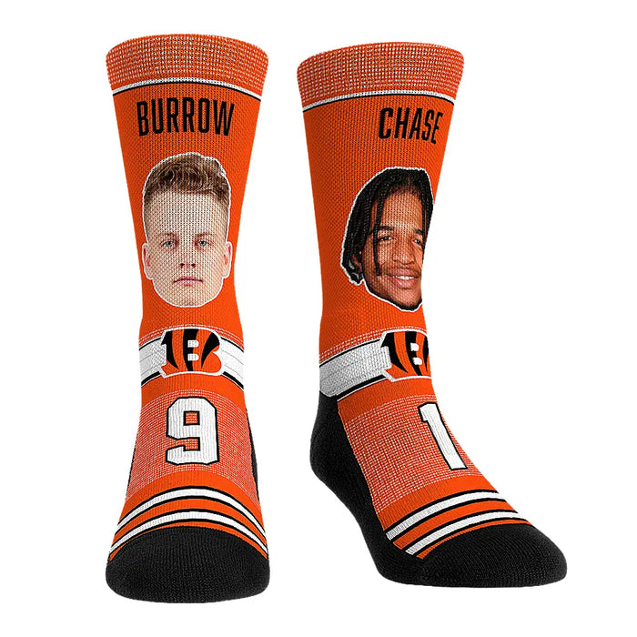 Joe Burrow & Ja'Marr Chase - Cincinnati Bengals - Teammates by Rock 'Em Socks