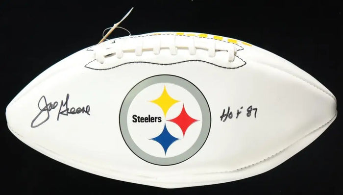 Joe Greene Signed Steelers Logo Football Inscribed "HOF 87" (Fanatics) by Price Is Right Miami