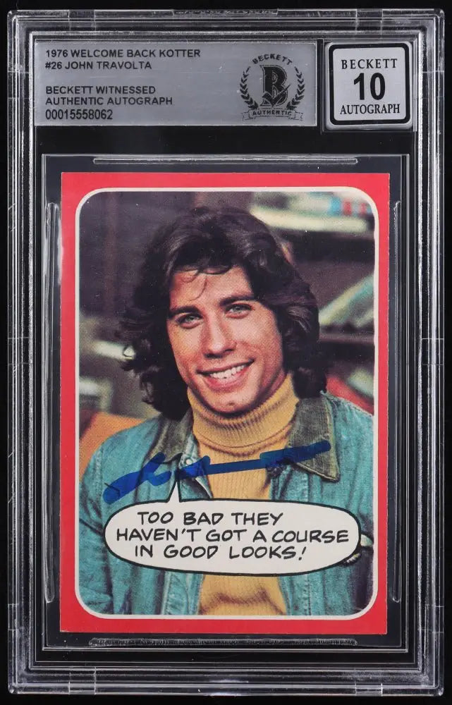 John Travolta Signed 1976 Welcome Back Kotter #26 (BGS 10) by Price Is Right Miami