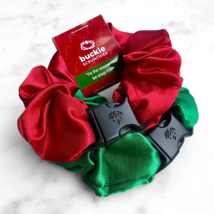 Jolly Duo - 2-Pack Christmas Holiday Buckle Scrunchies - No Snagging, No Tangles by Buckle Scrunchies by RE.STATEMENT