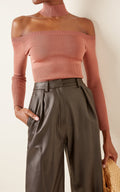 Jonathan Simkhai Lila Off-The-Shoulder Ribbed-Knit Top, Size Large by Vanessa Jane