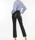 Judith High Rise Faux Leather Skinny Straight - Black by Boutique 23