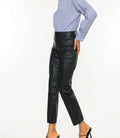 Judith High Rise Faux Leather Skinny Straight - Black by Boutique 23