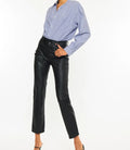 Judith High Rise Faux Leather Skinny Straight - Black by Boutique 23