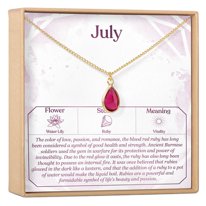 July Birthday Ruby Birthstone Necklace by Dear Ava