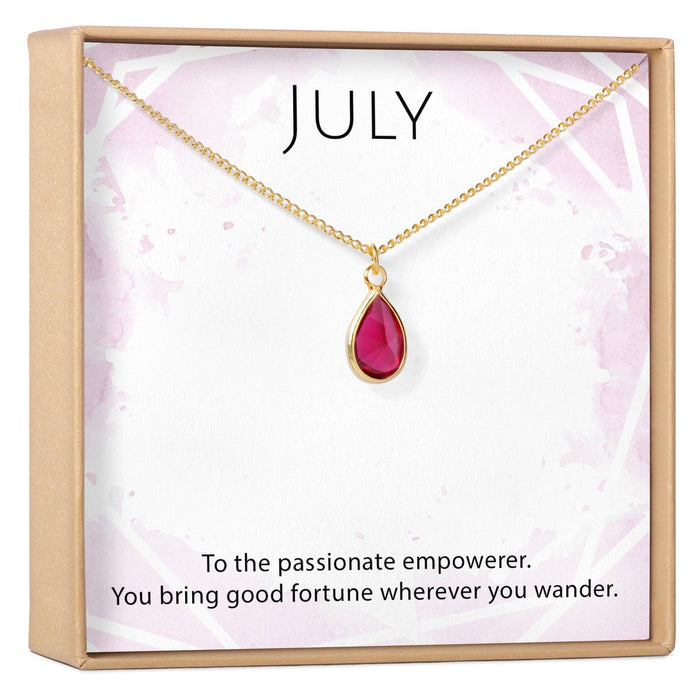 July Birthstone / Ruby Crystal Charm Necklace by Dear Ava