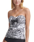 Dkny Printed Sweetheart Neck Bow-Front Convertible Uv Protection Tankini , XS by Vanessa Jane