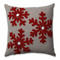 Pillow Perfect Country Home Snowflakes Grey/Red 15.5-inch Throw Pillow by Vanessa Jane