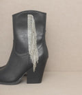 Kai Rhinestone Fringe Boots - Black by Boutique 23