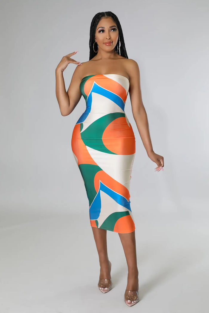 Kaisyn Elastic Waistband Strapless Dress by Fasheabe