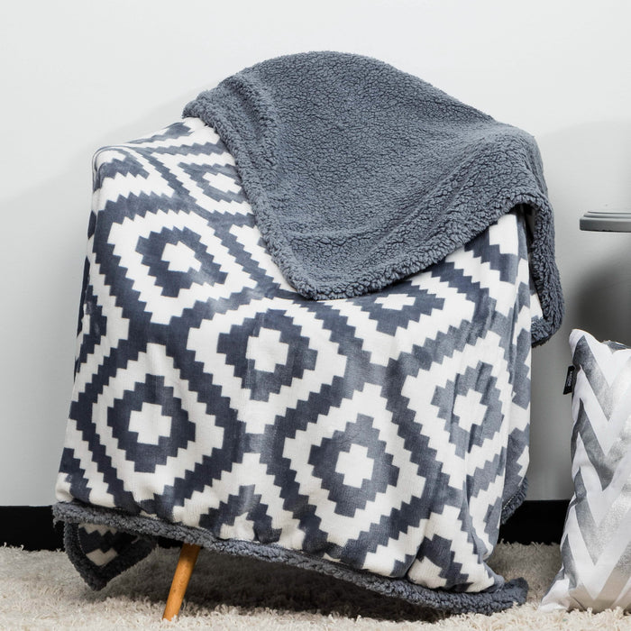 Kensie Super-Soft Reversible Sherpa Fleece Throw Blanket by DailySale