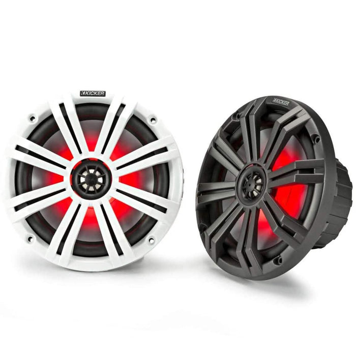 KICKER Pair 45KM84L 8" 600 Watt Marine Boat Waterproof Speakers w/LED's KM8 (Refurbished) by DailySale