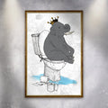 King Elephant On Toilet Canvas Wall Art by Tailored Canvases