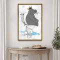King Elephant On Toilet Canvas Wall Art by Tailored Canvases