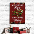 Kisses And Wishes Mistletoe Sign by Tailored Canvases