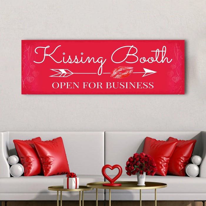Kissing Booth "Open For Business" Sign by Tailored Canvases