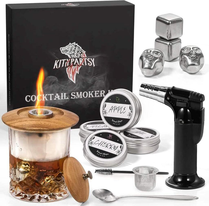 Kitypartsy Cocktail Smoker With Torch, Wood Chips, and Stainless Steel Ice Cubes by DailySale