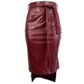 Knotted PU Leather Slit Skirt by DailySale