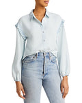 Aqua Sylvie Ruffle Trim Blouse, Size Small by Vanessa Jane