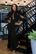 La Mesh Inserted Fashion Jumpsuit by Fasheabe
