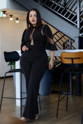 La Mesh Inserted Fashion Jumpsuit by Fasheabe