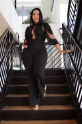 La Mesh Inserted Fashion Jumpsuit by Fasheabe