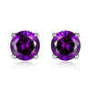 Lab Created Amethyst 6mm Round Cut 925 Sterling Silver Stud Earrings