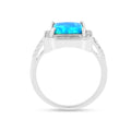 Lab Created Blue Opal Halo Ring by Fine Color Jewels