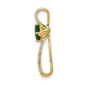 Lab Created Emerald and Diamond Cross Pendant Gold by Fine Color Jewels