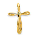 Lab Created Emerald and Diamond Cross Pendant Gold by Fine Color Jewels