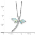 Lab Created Opal and CZ Dragonfly Necklace Sterling Silver by Fine Color Jewels