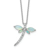 Lab Created Opal and CZ Dragonfly Necklace Sterling Silver