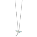Lab Created Opal and CZ Dragonfly Necklace Sterling Silver by Fine Color Jewels