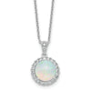 Lab Created Opal and CZ Halo Circle Necklace Sterling Silver