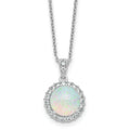 Lab Created Opal and CZ Halo Circle Necklace Sterling Silver by Fine Color Jewels