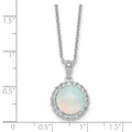 Lab Created Opal and CZ Halo Circle Necklace Sterling Silver by Fine Color Jewels