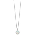 Lab Created Opal and CZ Halo Circle Necklace Sterling Silver by Fine Color Jewels