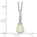 Lab Created Opal Teardrop 18 Inch Necklace Silver by Fine Color Jewels