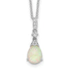 Lab Created Opal Teardrop 18 Inch Necklace Silver