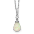 Lab Created Opal Teardrop 18 Inch Necklace Silver by Fine Color Jewels