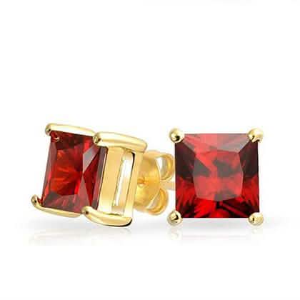 Lab-Created Ruby 10k Gold Plated Red Ruby Stud Earrings by DailySale