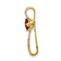 Lab Created Ruby and Diamond Cross Pendant Gold by Fine Color Jewels
