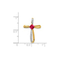 Lab Created Ruby and Diamond Cross Pendant Gold by Fine Color Jewels