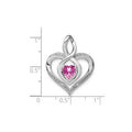 Lab Created Sapphire and Diamond Heart In Heart Pendant by Fine Color Jewels