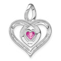 Lab Created Sapphire and Diamond Heart In Heart Pendant by Fine Color Jewels