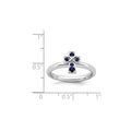 Lab Created Sapphire Silver Stackable Cross Ring by Fine Color Jewels
