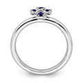 Lab Created Sapphire Silver Stackable Cross Ring by Fine Color Jewels